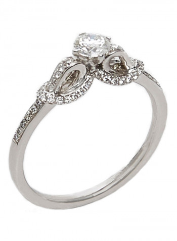 18 Karat White Gold With Side Stones Solitaire Diamond Ring