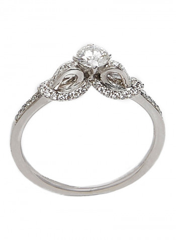 18 Karat White Gold With Side Stones Solitaire Diamond Ring