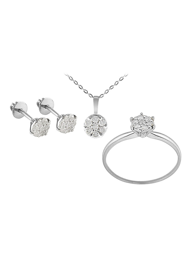 18K White Gold Diamonds Solitaire Jewellery Set