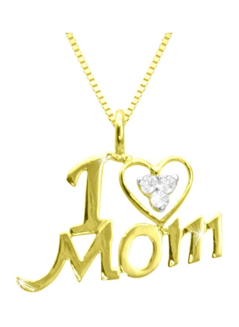 18K Gold I Love Mom Pendant Necklace