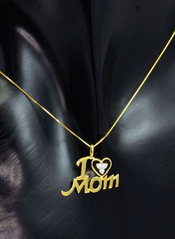 قلادة بدلاية من الذهب عيار 18 قيراط ، تحمل عبارة "I Love Mom" أحب أمي .