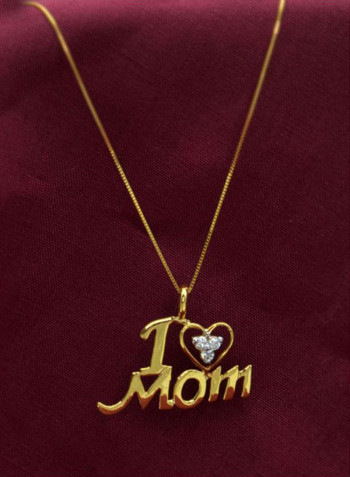 قلادة بدلاية من الذهب عيار 18 قيراط ، تحمل عبارة "I Love Mom" أحب أمي .