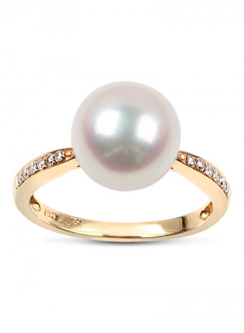 18K Yellow Gold Solitaire Freshwater Pearl Ring