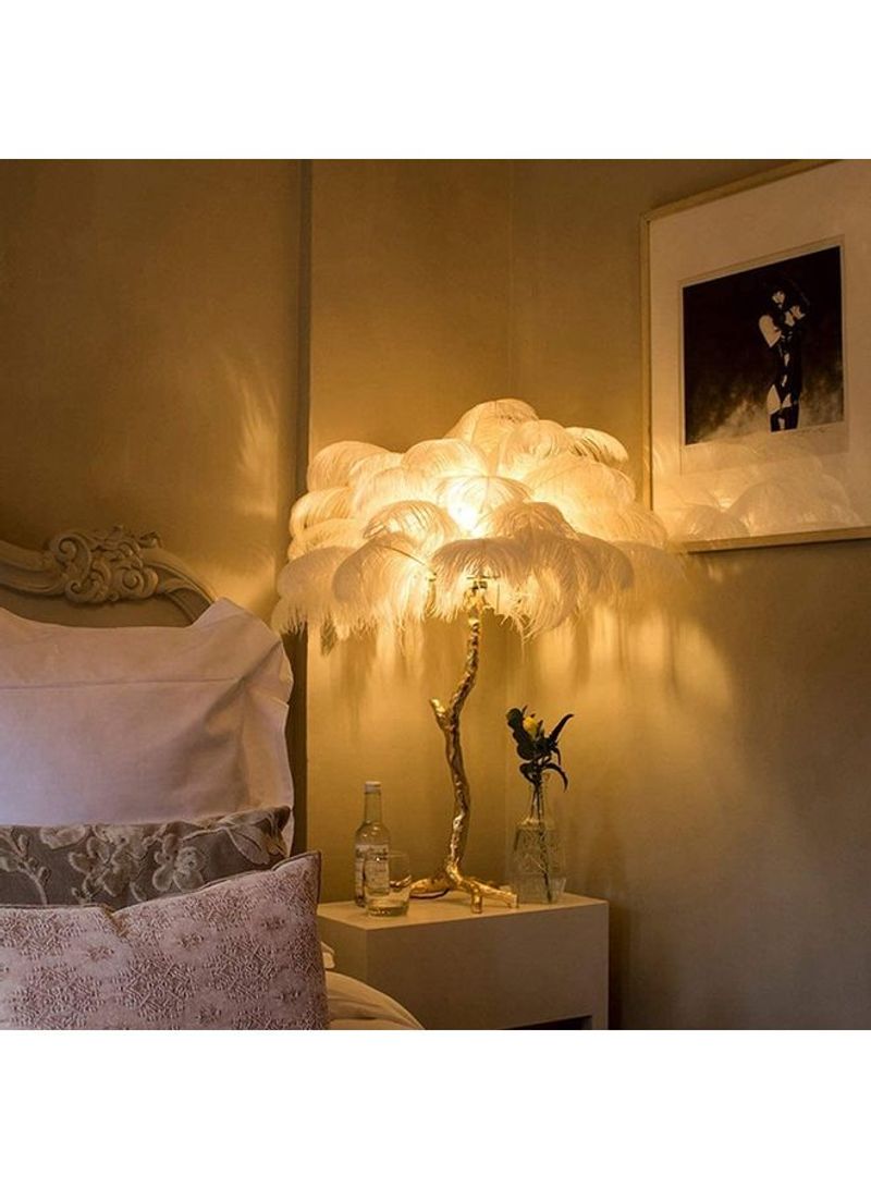 LED Feather Detail Table Lamp Yellow
