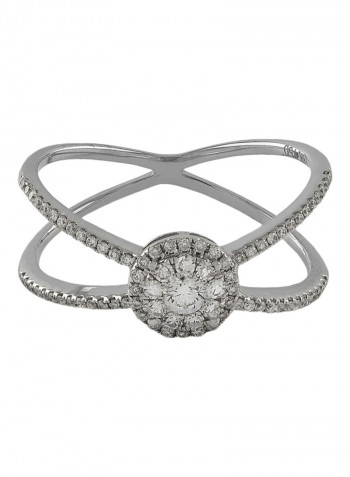 18 Karat White Gold Intertwined Diamond Studded Ring