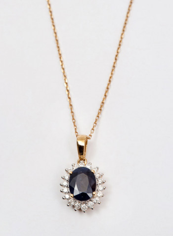 Yellow Gold 0.25 Carat Diamond Diana Single Line Sapphire Pendant