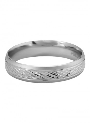 Platinum Carved Textured Wedding Ring