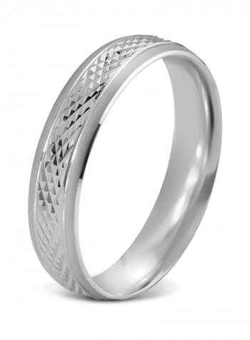 Platinum Carved Textured Wedding Ring