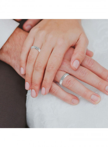 Platinum Carved Textured Wedding Ring