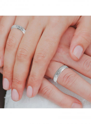 Platinum Carved Textured Wedding Ring