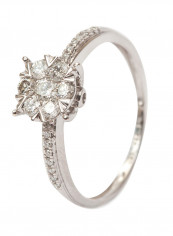 18k Gold 0.44 Carat Diamond Illusion 1999 Promise Ring