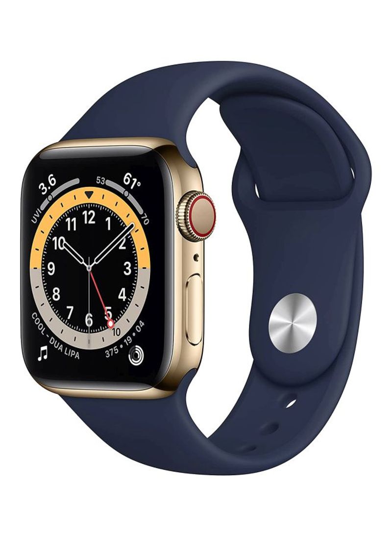 Watch Series 6-44mm GPS +Cellular Gold Stainless steel case with Sports Band Deep navy