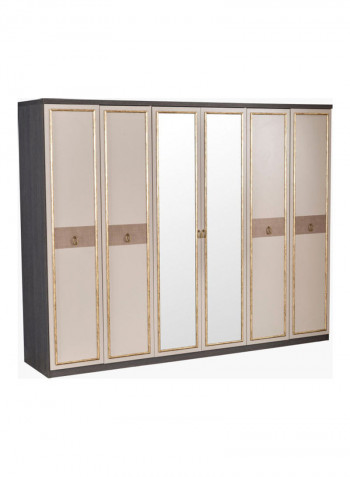 Kansas 6-Door Wardrobe With Mirror Multicolour