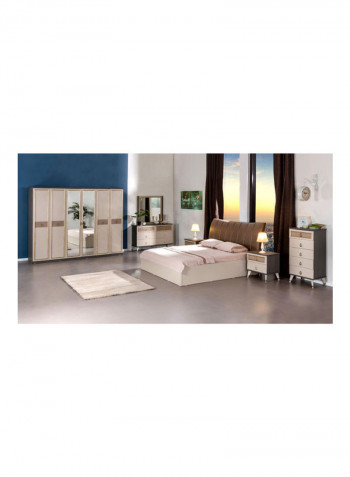 Kansas 6-Door Wardrobe With Mirror Multicolour