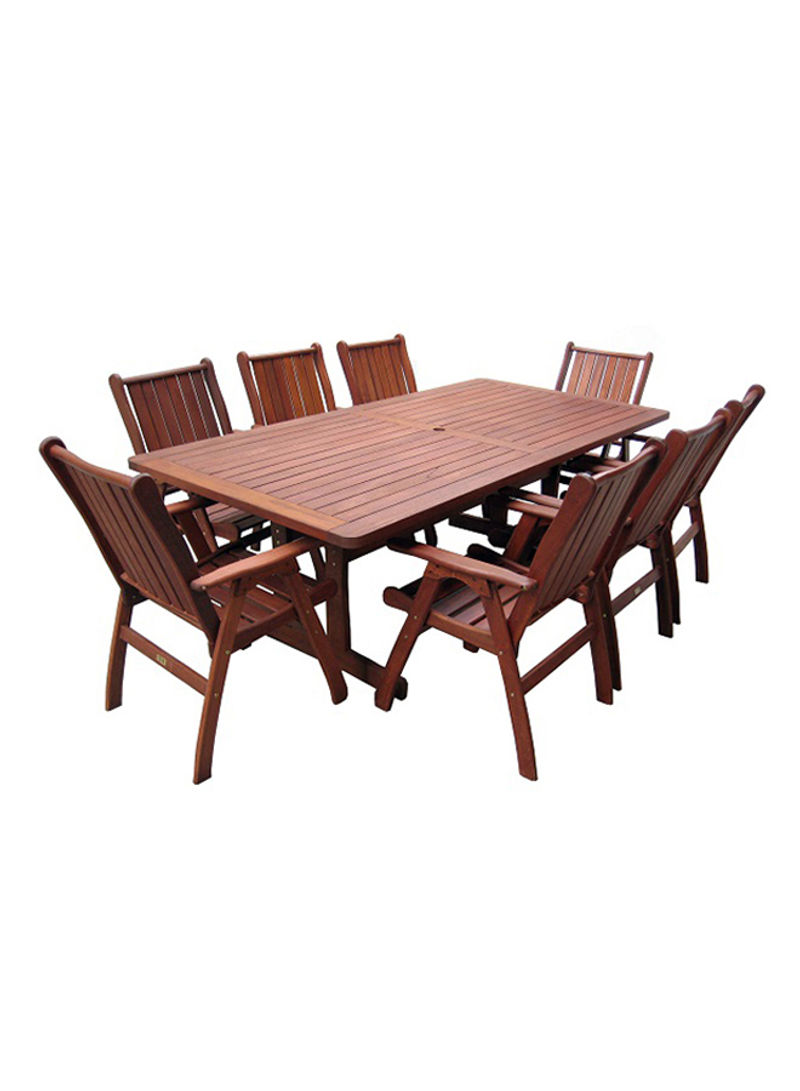 New Kim 8-Seater Outdoor Dining Set Brown 222x112x74cm