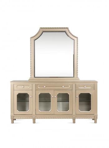 Melika 4-Door Sideboard with Mirror Beige 192 x 50 x 116cm