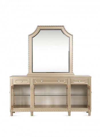 Melika 4-Door Sideboard with Mirror Beige 192 x 50 x 116cm