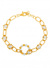 21K Gold Diamond Pearl Bracelet