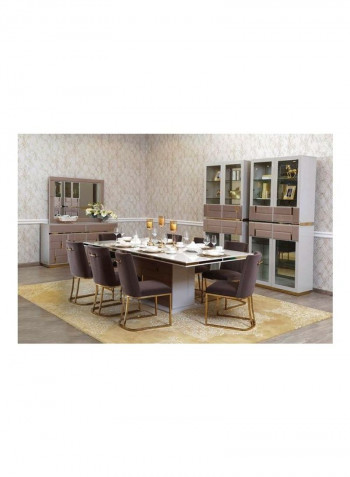 Dreamwave Dining Table Brown/White/Gold 110x79x220cm