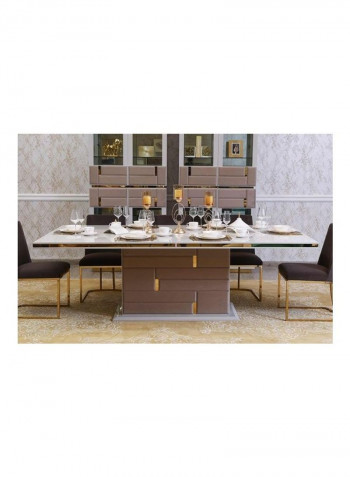 Dreamwave Dining Table Brown/White/Gold 110x79x220cm
