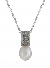 0.42 Ct Diamond Three Row Bezel Drop Pendant White Gold