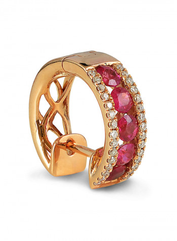 18 Karat Gold 0.25Ct Diamond And 1.14Ct Ruby Studded Earrings