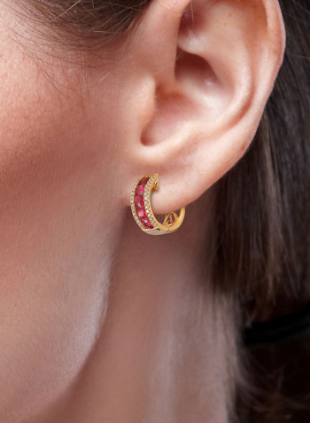18 Karat Gold 0.25Ct Diamond And 1.14Ct Ruby Studded Earrings