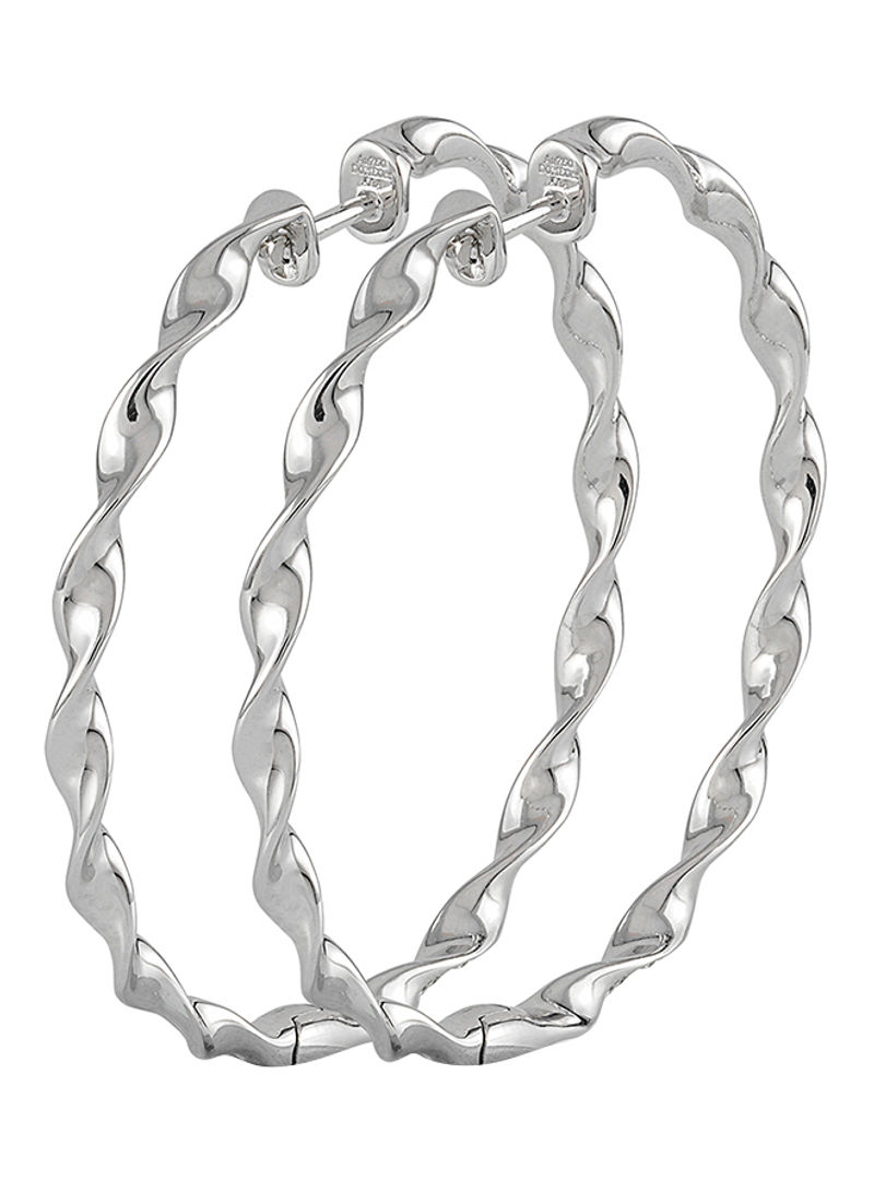 Diamond Studded Semi-Spiral Earrings White Gold
