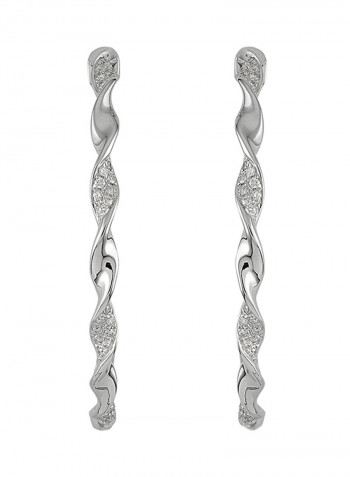 Diamond Studded Semi-Spiral Earrings White Gold