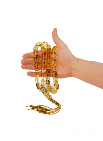 Light Yellow Natural Amber Worry Beads Misbaha