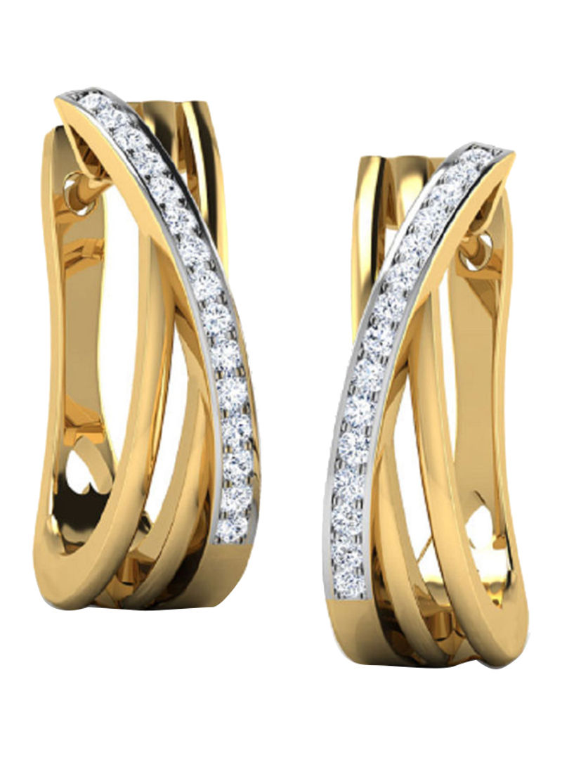 18K Gold Exquisite Design Diamond Hoop Earring