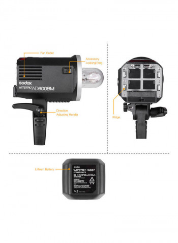 Witstro AD600BM Outdoor Flash Strobe with Li-ion Battery Black