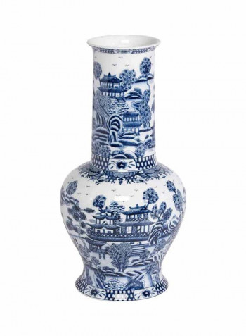Gourd Vase White/Blue 25.4 x 49.53centimeter