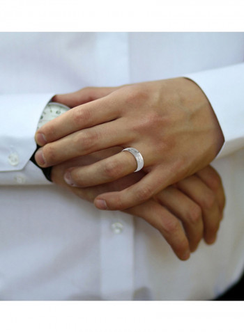 White Platinum Textured Wedding Ring