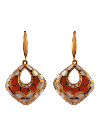 Diamond Studded Contrast Dangle Earrings Gold
