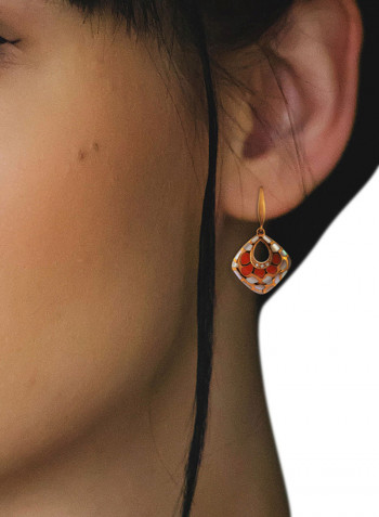 Diamond Studded Contrast Dangle Earrings Gold