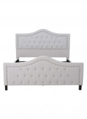 Livi Upholstered Bed Frame And Headboard Set With Mattress Grey 200 x 200centimeter