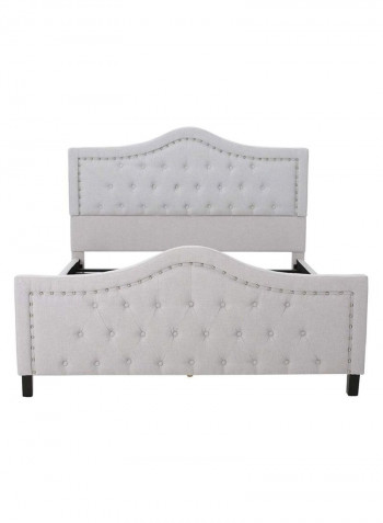 Livi Upholstered Bed Frame And Headboard Set With Mattress Grey 200 x 200centimeter