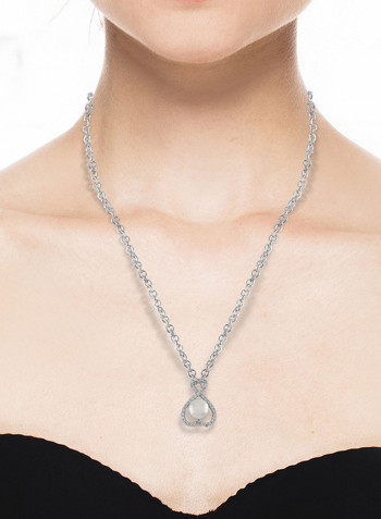 0.58 Ct Diamond Pearl and Heart Infinity Drop Pendant