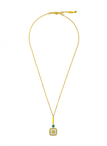 18 Karat Gold Enamel Turquoise Necklace