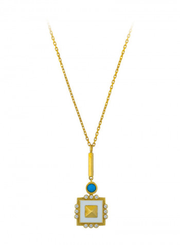 18 Karat Gold Enamel Turquoise Necklace