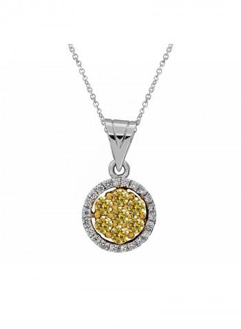 18 Karat White Gold And Diamond Floral Pendant