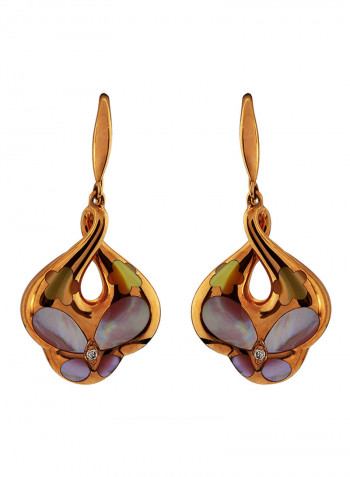 Diamond And Mother Of Pearl Earrings Rose Gold