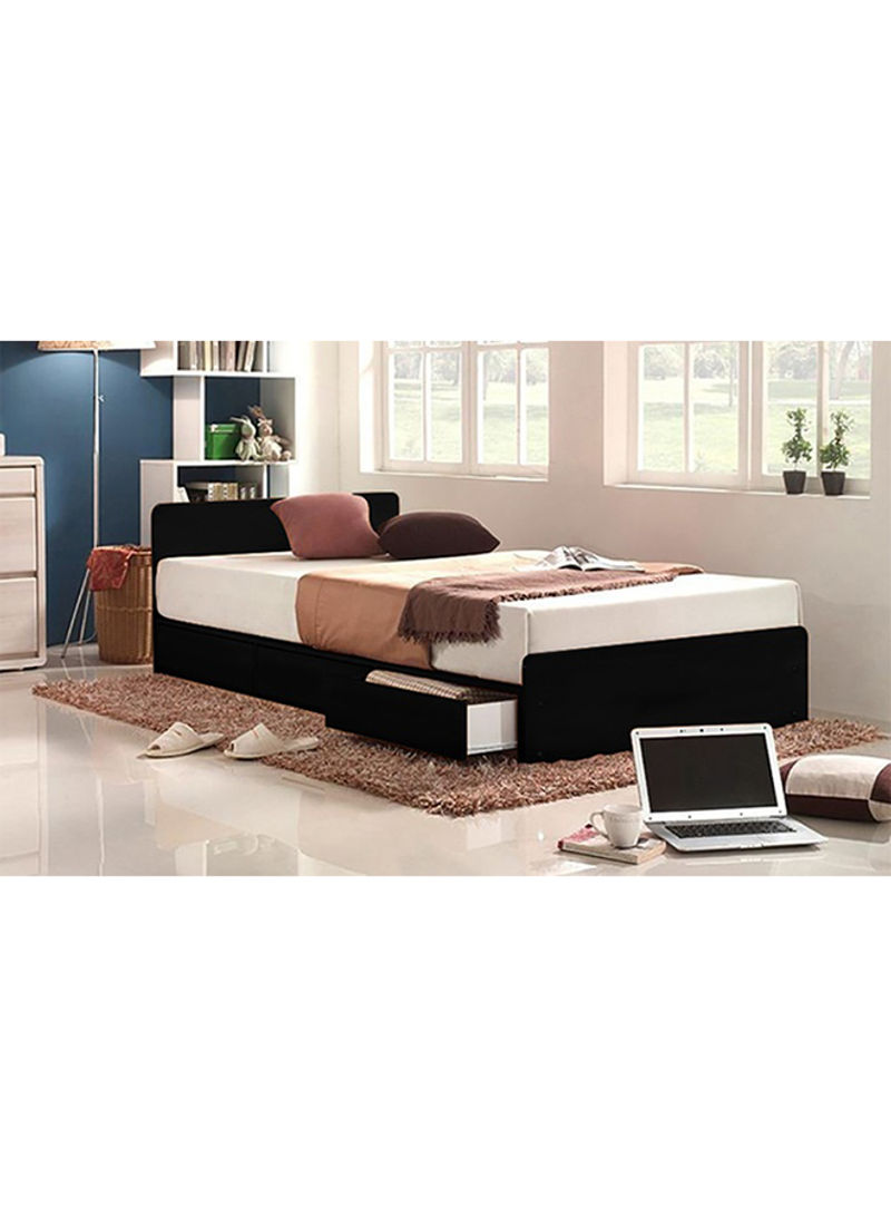 3-Drawer Storage Bed With Mattress Black/White Super King