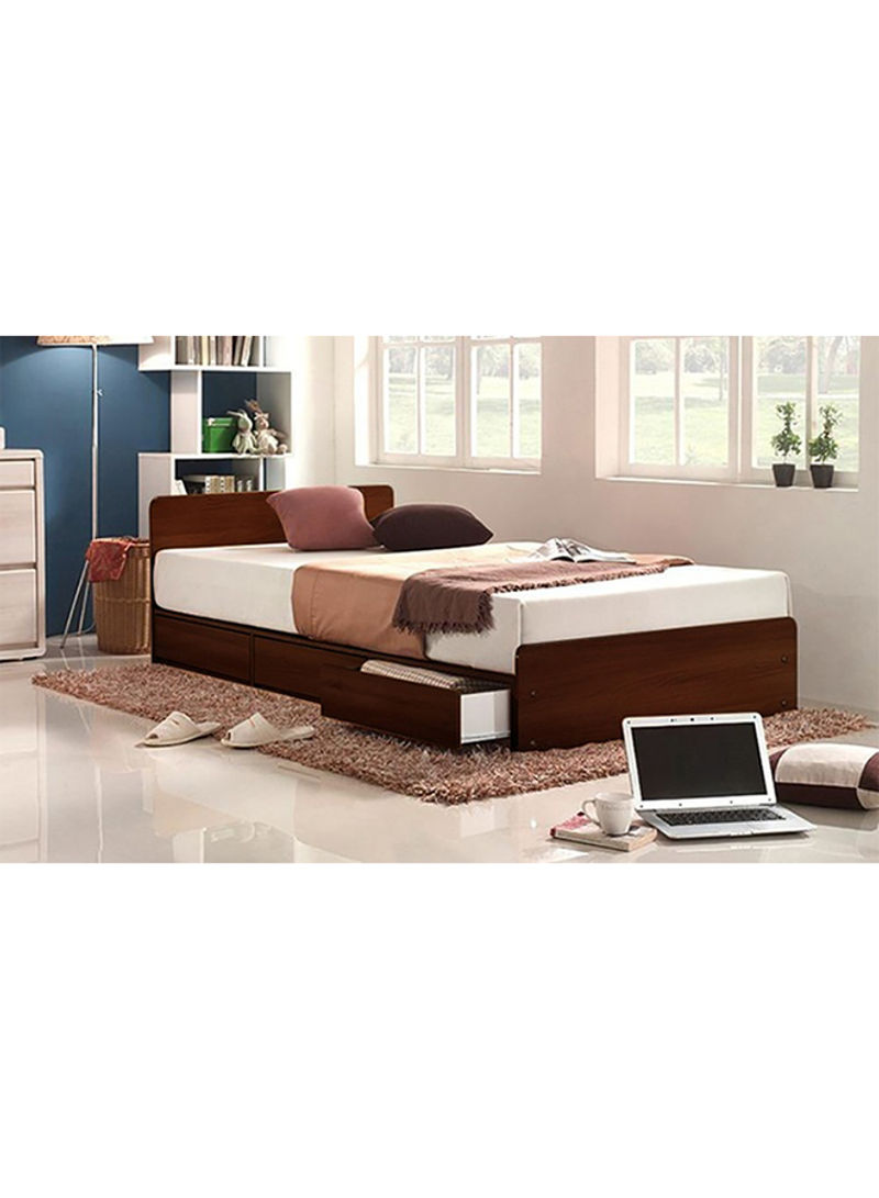 3-Drawer Storage Bed With Mattress Brown/White Super King