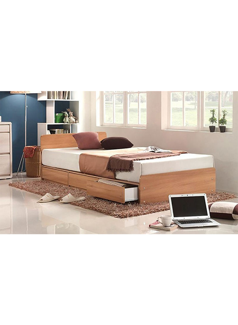 3-Drawer Storage Bed With Mattress Beige/White Super King