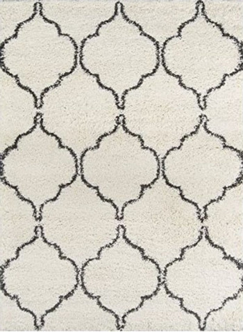 Maya Collection Ultra Thick Pile Area Rug White/Black