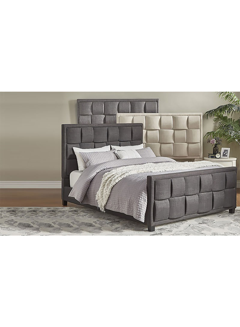 Upholstered Bed Frame With Mattress Grey/White King