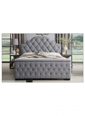 Footboard Storage Bed With Mattress Grey 180 x 200centimeter