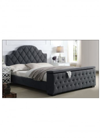 Footboard Storage Bed With Mattress Grey 180 x 200centimeter